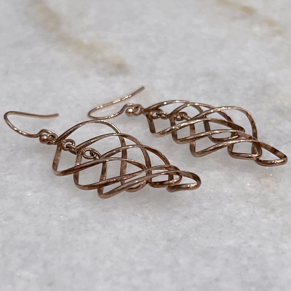Rosegold Sterling Silver Twisted Dangle - Picture 3 of 8